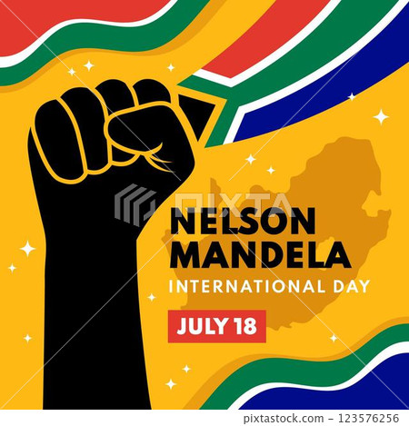 Flat nelson mandela international day illustration 123576256