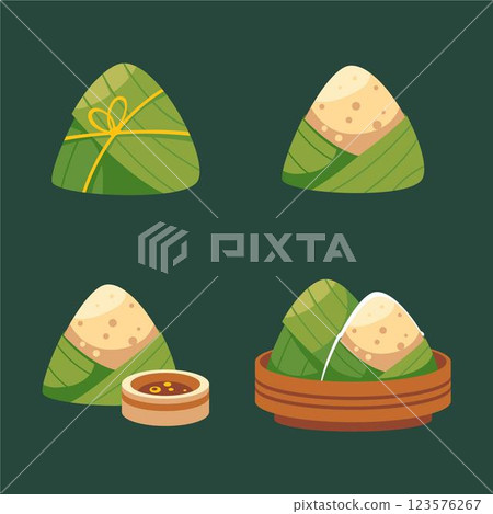 Flat dragon boat's zongzi collection 123576267