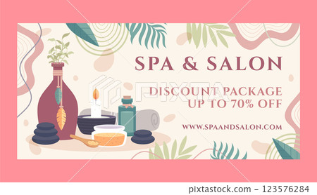 Flat design boho spa treatment sale banner template 123576284