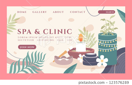 Flat design spa treatment landing page 123576289