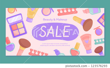 Hand drawn beauty sale banner design 123576293