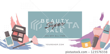 Hand drawn beauty sale banner Hand drawn beauty sale banner 123576338