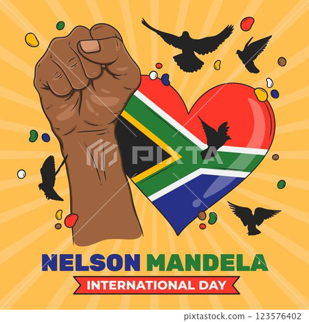 Hand drawn nelson mandela international day illustration 123576402
