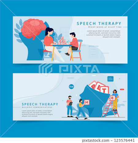 Flat design speech therapy banner ser Flat design speech therapy banner ser 123576441