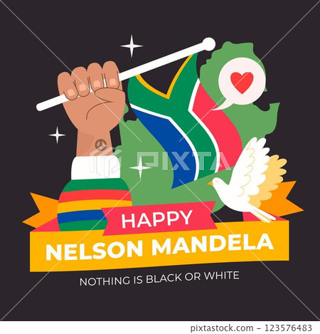 Flat nelson mandela international day illustration 123576483