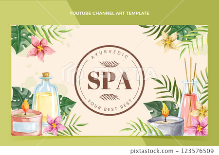 Watercolor tropical spa youtube channel art 123576509