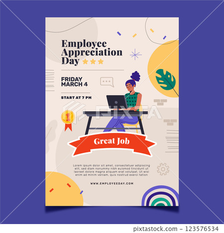 Flat employee appreciation day vertical poster template Flat employee appreciation day vertical poster template 123576534