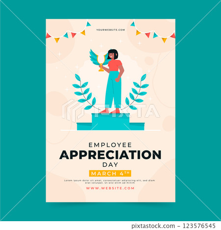 Flat employee appreciation day vertical poster template Flat employee appreciation day vertical poster template 123576545