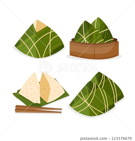 Hand drawn dragon boat's zongzi collection Hand drawn dragon boat's zongzi collection 123576670