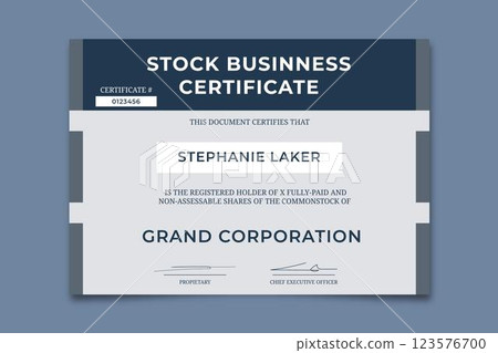 Professional simple medit stock business certificate 123576700