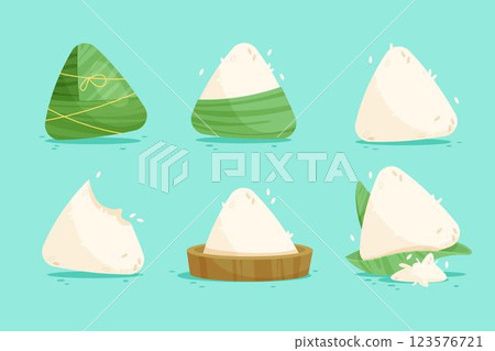 Cartoon dragon boat's zongzi collection 123576721