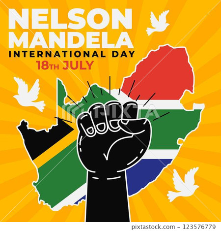 Flat nelson mandela international day illustration 123576779
