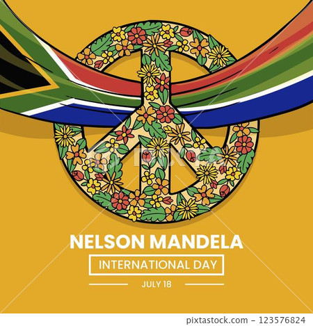 Hand drawn nelson mandela international day illustration 123576824