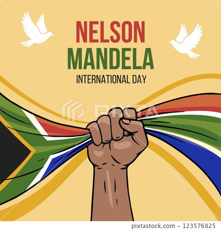 Hand drawn nelson mandela international day illustration 123576825