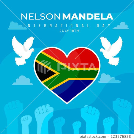 Flat nelson mandela international day illustration 123576828
