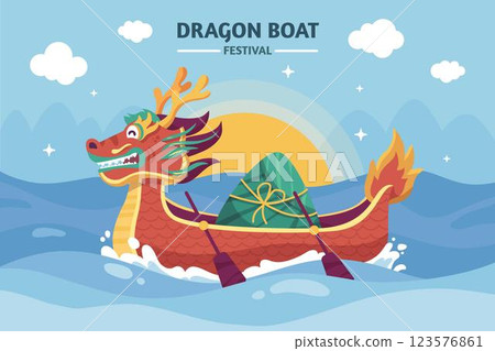 Hand drawn dragon boat illustration Hand drawn dragon boat illustration 123576861