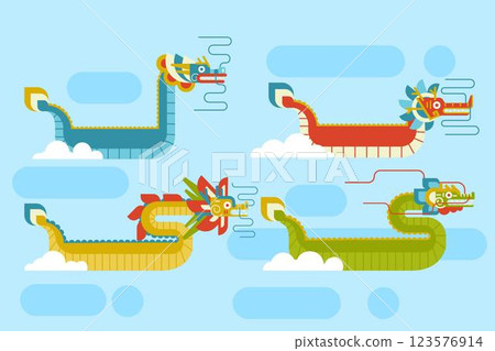 Flat dragon boat collection 123576914