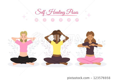 Self-healing reiki poses pack 123576938