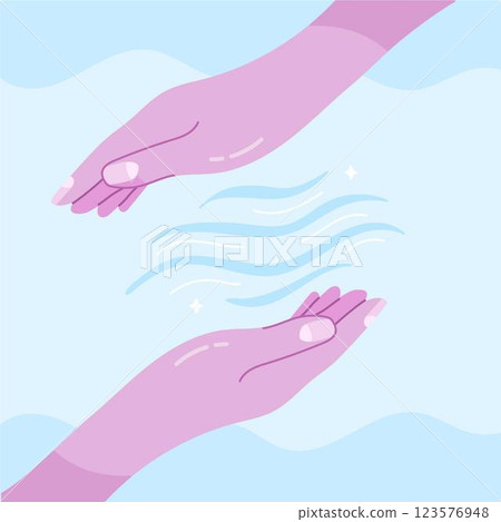 Energy healing hands hand drawn style 123576948