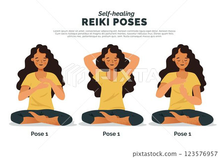 Self-healing reiki poses 123576957