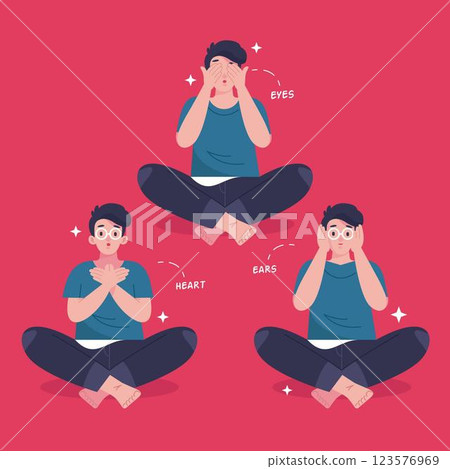 Man self-healing reiki poses 123576969