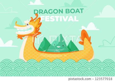 Cartoon dragon boat background Cartoon dragon boat background 123577018