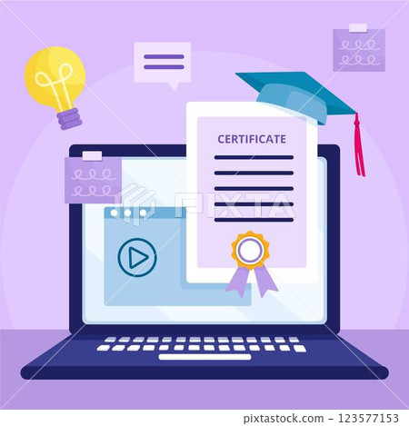 Online certification illustration concept Online certification illustration concept 123577153