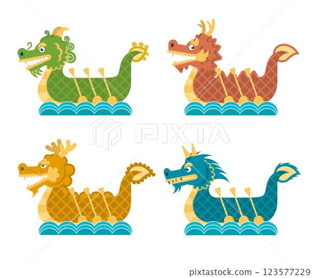 Flat dragon boat collection Flat dragon boat collection 123577229