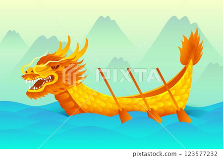 Gradient dragon boat illustration Gradient dragon boat illustration 123577232
