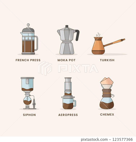 Coffee brewing methods set 123577366