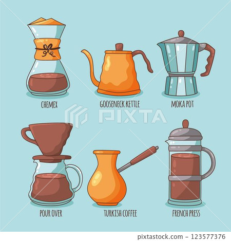 Coffee brewing methods concept 123577376