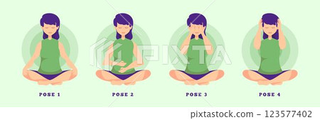 Self-healing reiki poses collection 123577402
