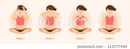 Self-healing reiki poses set Self-healing reiki poses set 123577409