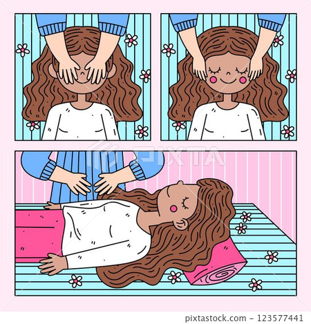 Reiki therapy woman having a massage Reiki therapy woman having a massage 123577441