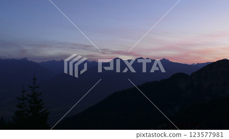 Sunset at Karwendel mountains on Karwendel Hohenweg, Austria 123577981