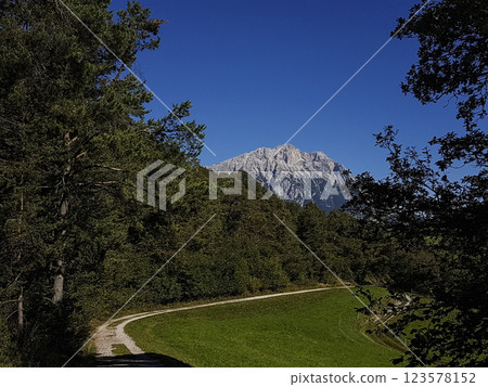 Hiking trail Telfs to Motz in Tyrol, Austria, at Way of St. James Isar Loisach Tiroler Ache Inn 123578152