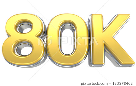 Follow Number yellow gold 3d sale isolated on white background 123578462