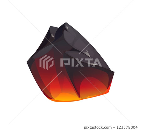 BBQ burn hot ember cartoon charcoal piece. Firewood fiery hot coal one piece, BBQ grill red isolated vector charcoal. Barbecue burnt fossil fuel, fireplace or bonfire burning single ember charcoal BBQ burn hot ember cartoon charcoal piece. Firewood fiery hot coal one piece, BBQ grill red isolated vector charcoal. Barbecue burnt fossil fuel, fireplace or bonfire burning single ember charcoal 123579004