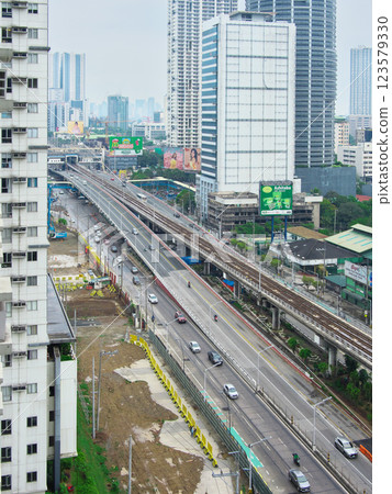 Dynamic Philippines - Rail and highway through Quezon City (May 2024) Dynamic Philippines - Rail and highway through Quezon City (May 2024) 123579330