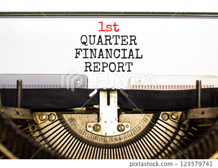 1st quarter financial report symbol. Concept words 1st quarter financial report on beautiful old typewriter. Beautiful white background. Business 1st quarter financial report concept. Copy space. 1st quarter financial report symbol. Concept words 1st quarter financial report on beautiful old typewriter. Beautiful white background. Business 1st quarter financial report concept. Copy space. 123579741