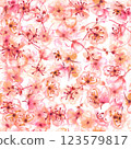 Spring watercolor seamless pattern. Watercolour florals. Pink flowers 123579817