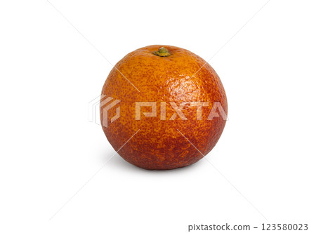 Blood red oranges isolated. Flat lay 123580023