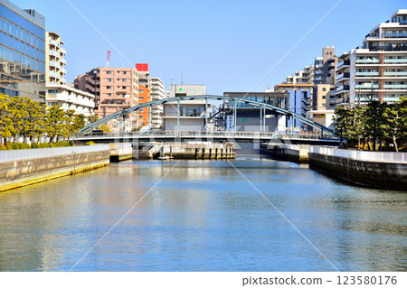 Shin-Takahashi Bridge / View towards Shin-Ogibashi Bridge from Onagi River (Koto-ku, Tokyo) [March 2025] 123580176