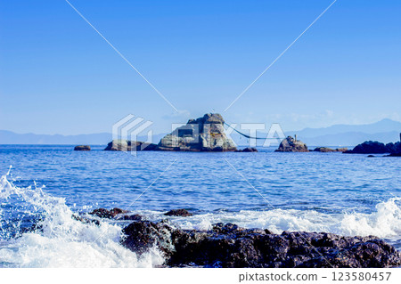 White waves and Bishago Rock White waves and Bishago Rock 123580457