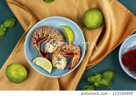 Boiled lobster tails, seafood. Boiled lobster tails, seafood. 123580999