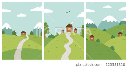 A set of spring and summer landscapes 123581818