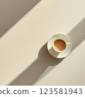 Minimalism background with hot latte in a cup 123581943