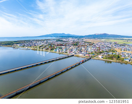 The Oga Namahage Line crossing the Funakoshi Strait to the Oga Peninsula (Oga City, Akita Prefecture) 123581951