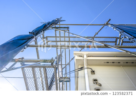 Exterior wall repair work for detached houses - Rain gutters Exterior wall repair work for detached houses - Rain gutters 123582371