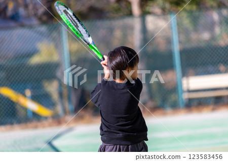 Boy playing tennis, toddler 123583456
